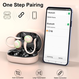 Matast Wireless Earbuds, Bluetooth Headphones, 50H+ Playtime Stereo Noise Canceling Headphones with 4 ENC Mic, Sport Ear buds with Earhooks Waterproof Wireless Earphones for Sport/Running