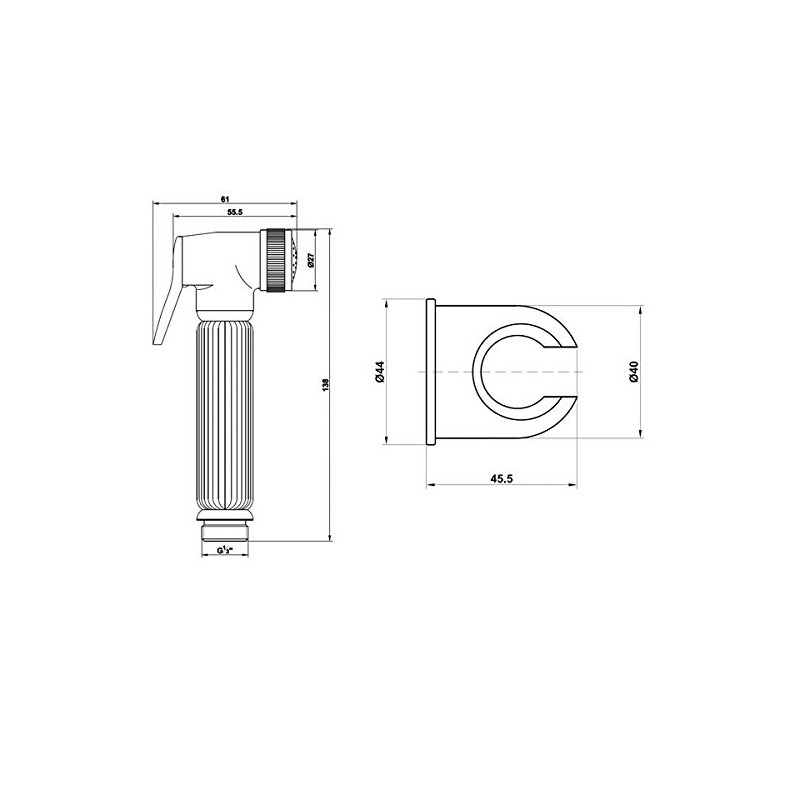 Douche Shower Handset Kit - Bracket & Hose