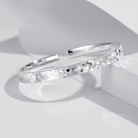 CCAIPU Silver Bracelet for Women, Adjustable 925 Sterling Silver Bangle Jewellery Gifts for Women Mother Girls, One size, Silver, No Gemstone