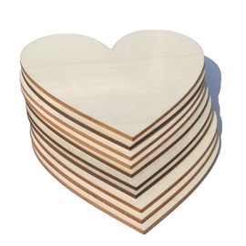 4 inch Wood Hearts, Natural Unfinished Wood Heart Cutout Shape,4 inch,(10 Pieces)