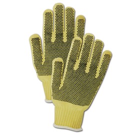 MAGID N93BKV-PRRB Cut Master N93BKVPRRB Machine Knit Gloves w/Nitrile Dots, Made with Dupont Kevlar 500, 7, Yellow, Men's (Fits Large) (Pack of 12)