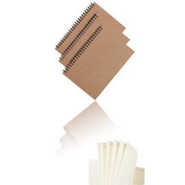 Honwor Pack of 3 Soft Cover Spiral Sketchbooks, Kraft Cover, The Inner Page Horizontal line, which is Smooth and Smooth, Does not Leak Ink and Does not Hurt Eyes, Ideal for Travel - Brown