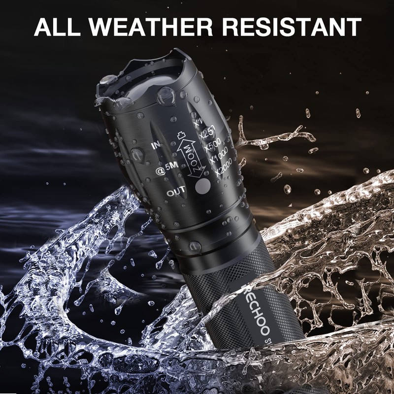 RECHOO 2 Pack LED Flashlights High Lumens - 5 Modes,