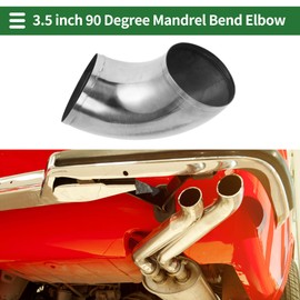 Motoforti 90 Degree Mandrel Exhaust Pipe DIY Custom Car Modified Exhaust Pipe Tubing Piping 89mm/3.5" OD 100mm/3.94" Length 304 Stainless Steel Silver Tone