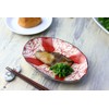 Cerapockke Aka-e Sanyoshi Boiled Fish Look Good Hand-Painted Three-legged Oval