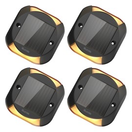 Quntis Solar Decking Lights 4 Pack, Warm White Solar Ground Light IP65 Waterproof, Pressure Resistant 3 Tons Driveway Dusk to Dawn Stair Lights for Lawn Patio Walkways Sidewalk Front Door Driveway