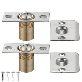 JQK Closet Door Ball Catch Hardware, Stainless Steel Catch Adjustable with Strike Plate, Brushed Satin Finish 8 Pack, HBC100-P8