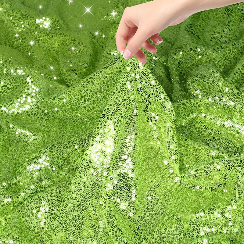 DLCFLF Lime Green Sequin Fabric by The Yard, 5 Yards