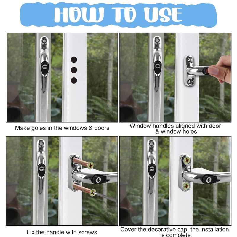 APACALI 4 Pack Window Handles for UPVC Windows, UPVC Window