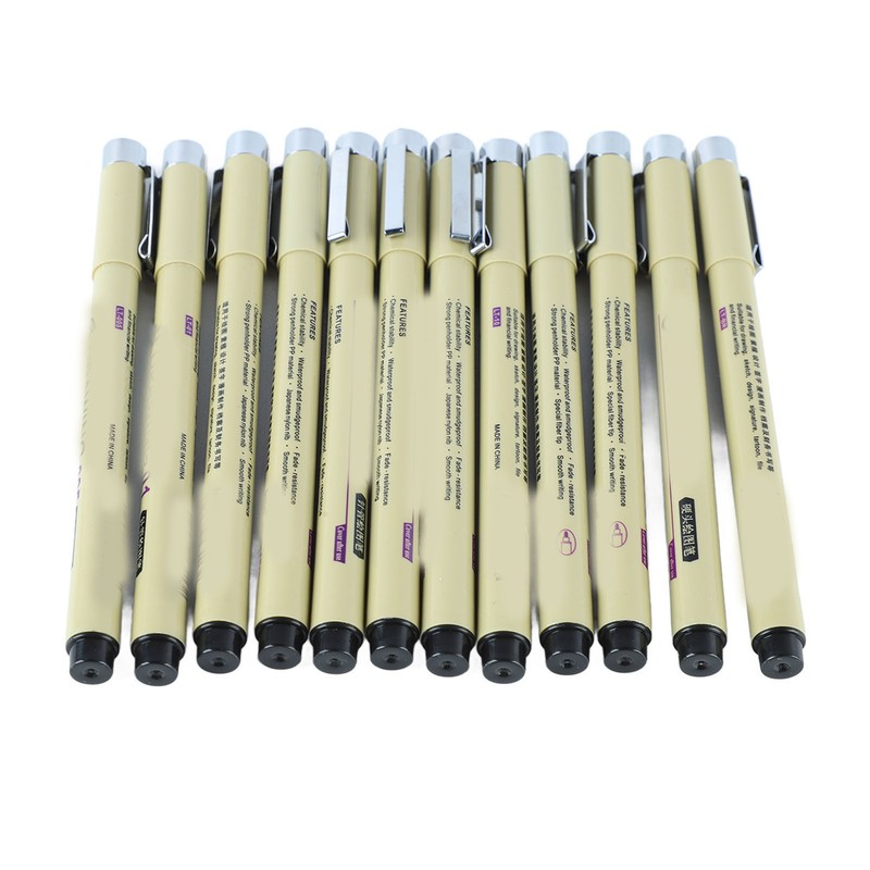 12pcs Waterproof Fine Tip Pens Quick Drying Smoothly Writing Nylon