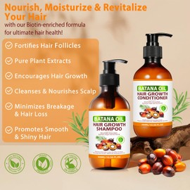 Batana Oil Shampoo and Conditioner for Hair Growth, Anti-Thinning & Deep Moisturizing Cleanses and Helps Strengthen Weak and Brittle Hair for Women Men