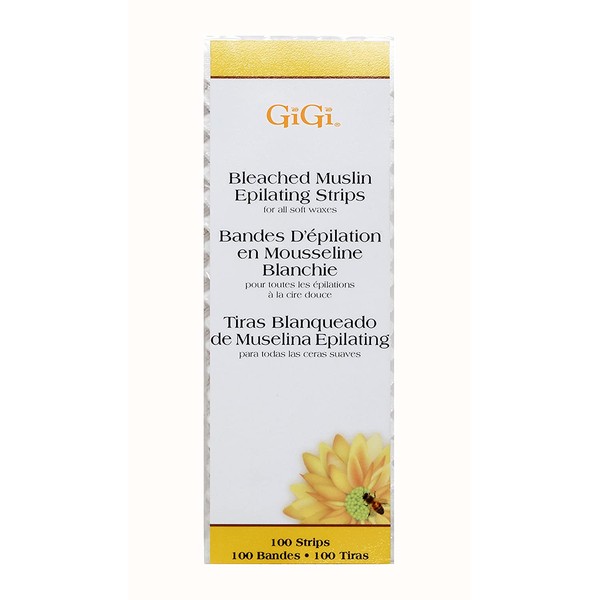 GiGi Small Bleached Muslin Epilating Strips for Hair Waxing/Hair Removal, 100 Strips