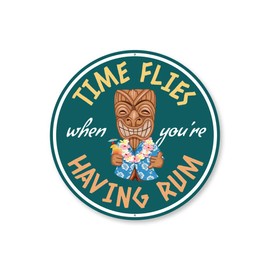 Time Flies When You're Having Rum Bar Sign - 12" circle