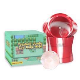 Pokeball Shaped Jumbo Ice Mold - Food Grace Silicone Gaming Novelty Whisky Ice Maker, Perfect for Video Game Lovers, Geek, Gamer & Nerd Gift