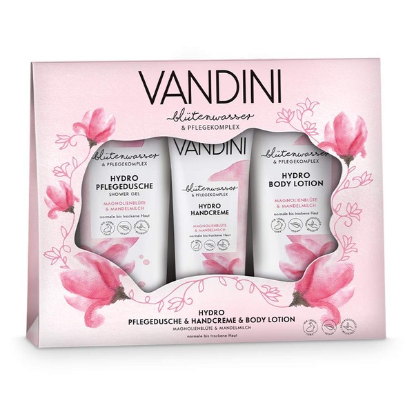 VANDINI Hydro Wellness Gift Set for Women - Beauty Set with Body Lotion, Shower Gel & Hand Cream - Care Set for Women with Body Lotion, Shower Gel & Hand Balm for Dry Skin Body Care Set