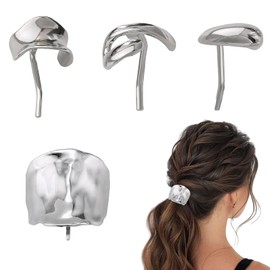 Ponytail Holder Hair Clips Lava High Ponytail Buckle Hair Cuff, 4 Pcs Ponytail Holder Hair Clips, 4-Pack Silver Hair Cuffs – Stylish Metal Ponytail Holders for Elegant Hairstyles & Special Occasions