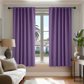 Deconovo Blackout Curtains, Thermal Insulated, W52 x L45 2 Panels, Back Tab, Machine Washable, Room-Darkening Drapes for Bedroom/Living Room Purple Grape