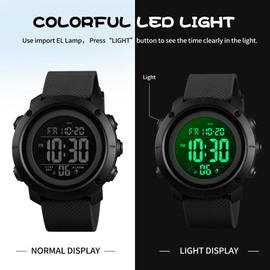 findtime Men's Digital Sports Watch Stopwatch Alarm Waterproof Wrist Watches for Men LED Tactical Dual Time Zone Display Electronic Outdoor Watch