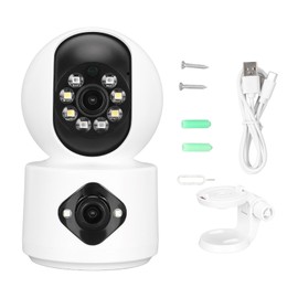Dual Lens Security Camera 4MP HD WiFi AP Hotspot Surveillance Camera with Bracket for Home Shop Warehouse Office