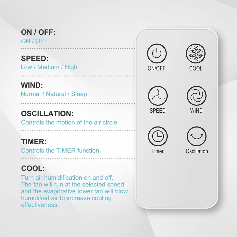 Simple Deluxe 43-Inch Oscillating Tower Fan with Mist Function and