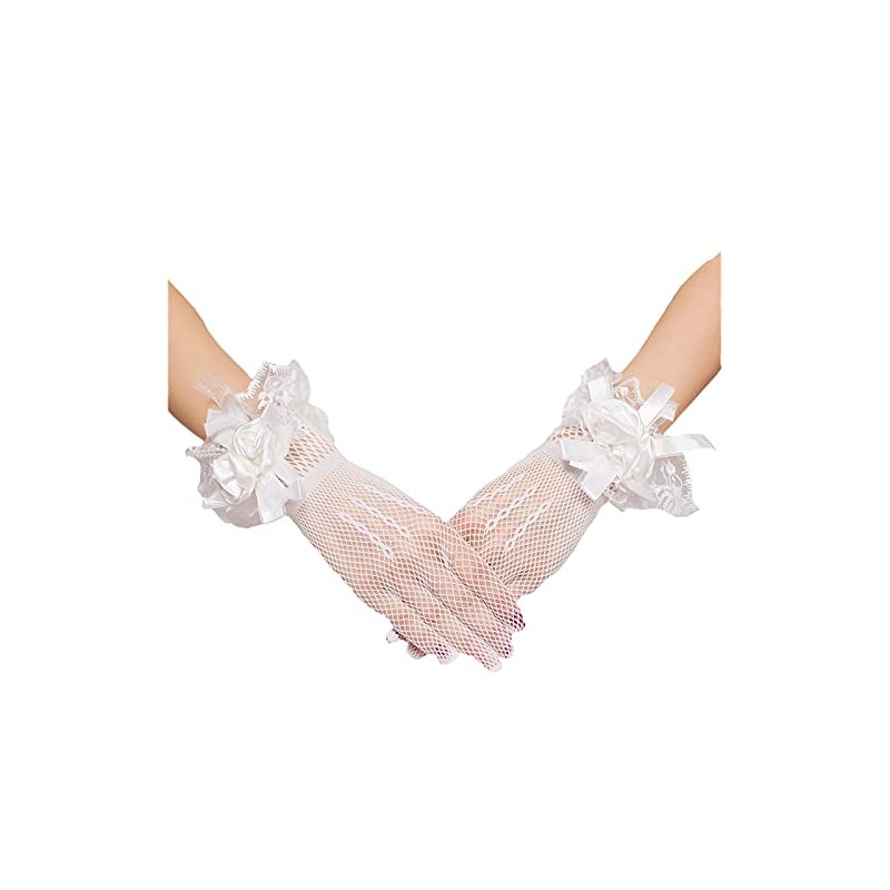 Cirsaeur Women's Wedding Gloves, Thin, Short, Lace, Silk, Stylish, Bride,