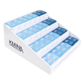 KMINA - Pill Box 7 Days 4 Compartments Tablet Organiser 4 Compartments Pill Box Large 7 Days Medication Dispenser Tablet Box 7 Days Morning Lunch Evening Night