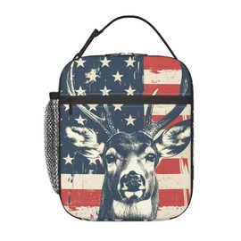 VANZEV Lunch Box for Kids Adults Girls Boys Deer American Flag Lunch Bag Cooler Tote Reusable Insulated Lunch Bag Container Gifts for Office Picnic Travel Work School