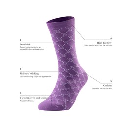 Forony Men's Dress Socks Size 9-12 Quick Dry Casual Warm Socks Fuzzy Cotton Formal Sock for men Business Mens Winter Thick Socks Size 10-13 Hiking Party Wedding Purple Socks