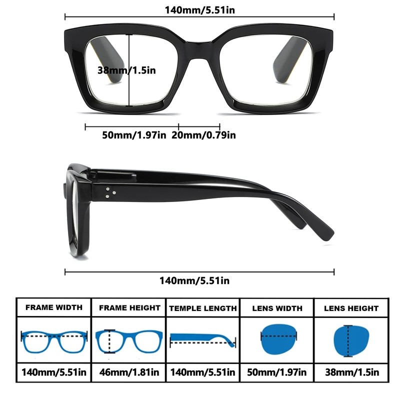 ZXYOO Near-range Workspace Progressive Reading Glasses for Women,Blue Light Blocking