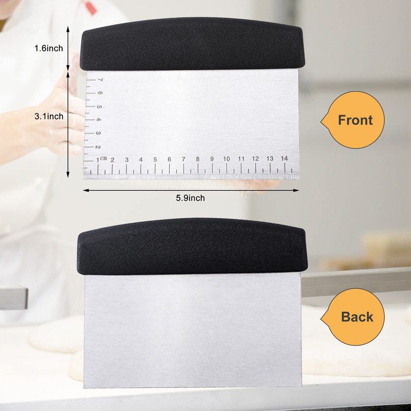ATB Dough Pastry Bench Cutter Scraper, Stainless Steel Pizza Cutter