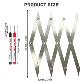 4 Point Centre Finder Set for Precise Measurements, Equidistant Measuring Tool Ruler, Centre Finder Tool Made of Spring Steel, with 2 Marker Pens, for Welding and Woodworking (Silver)