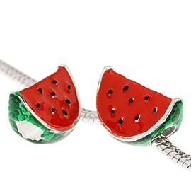 European Watermelon Charm Bead Spacer for Snake Chain Charm Bracelet