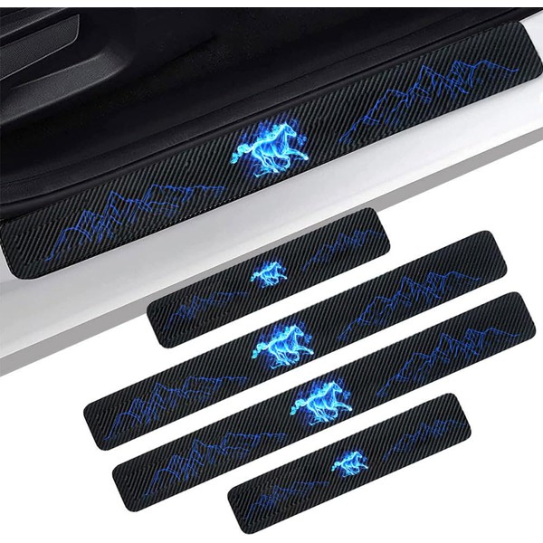 4PCS Carbon Fiber Door Sill Protectors Front/Rear Anti-Scratch Entry Guard