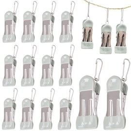 KiGesYo 20 Pcs Clothespins Pinch Hanger with Connecting Buckle Non-Slip Stainless Steel Clips
