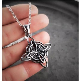 Fashion Jewelry Best WITCH KNOT CELTIC SYMBOL Charm Silver DIAMOND Cut 925 Sterling 24" Necklace
