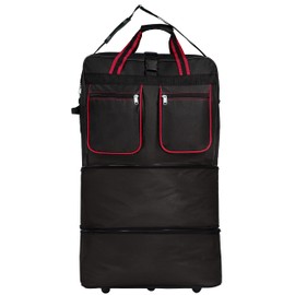 Generic Expandable Lightweight Duffle Bag (40"") Rolling wheeled Spinner Suitcase Luggage for Travel and Storage - (Pack of 2) (Red Trim), NAVBL2PK40