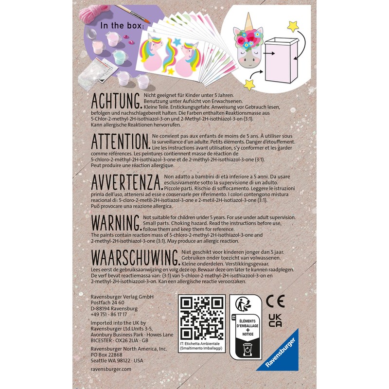 Ravensburger EcoCreate 18438 Unicorn Party DIY Craft Set for Children