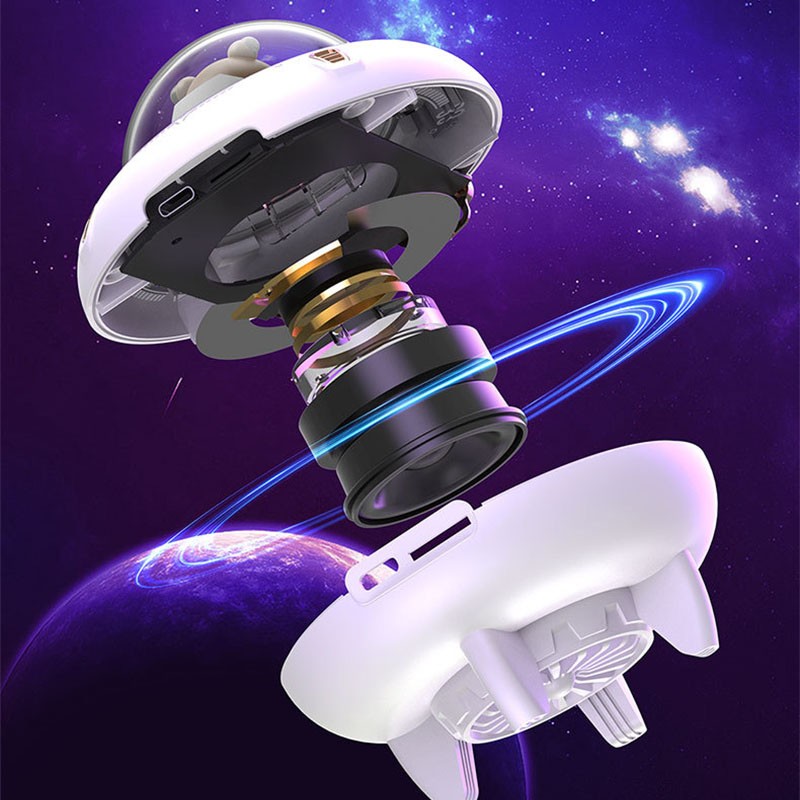 Wireless Bluetooth Speaker Cute Spaceship Shape Speaker Colorful Light Desktop