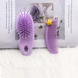 Mini Wet Hair Brush,Small Hair Comb,2 Piece Cute shaped Detangling Hair Brush Combs Set For Women Girls Boys Kids,Travel Shower Detangler Comb Massage HairBrush with Air Cushion (Purple-Style 2)