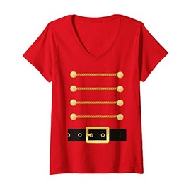 Womens Nutcracker Character Soldier Costume Uniform Funny Christmas V-Neck T-Shirt