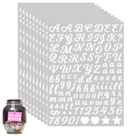 10 Sheet Cursive 1/2 Inch Small Letter Stickers, 1180Pcs 0.5" Alphabet Stickers, Vinyl Small Letter Number Symbols Stickers for Arts Crafts Outdoor Sign Poster Windows Doors School Office - White