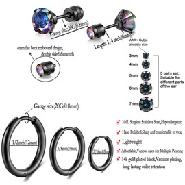 Guicjwl 8 Pairs Surgical Stainless Steel & Titanium Earrings, 14K Gold Plated Hoop & Stud Earrings, Multipack, Hypoallergenic, Unisex