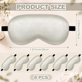 8 Pcs Silk Sleep Mask Soft Plush Eye Cover for Women, Champagne