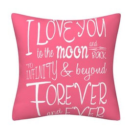DILOXNSU Pink Cushion Covers 45 x 45 cm I Love You Forever for Women Girlfriend Modern Double-Sided Pillow Covers for Livingroom Sofa Bed Couch Birthday Festival Cushion Cover 18 x 18 inch