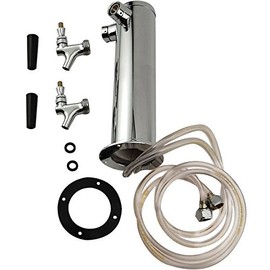 KegWorks Double Tap Draft Beer Tower, Stainless Steel, 3" D