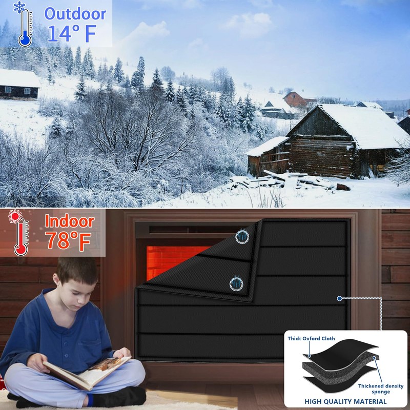 Magnetic Fireplace Blanket for Heat Loss Indoor Fireplace Covers Keep