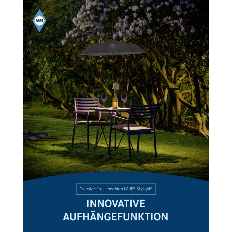 FARE Oversized Pocket Umbrella Skylight - Effective Umbrella with LED