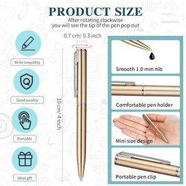 Teling 36 Pcs Small Ballpoint Pen Mini Pens Bulk 4 Inch Short Small Pens Tiny Pen Ink Ballpoint Pens for Notebook Notepads School Office(Champagne,Classic Style)