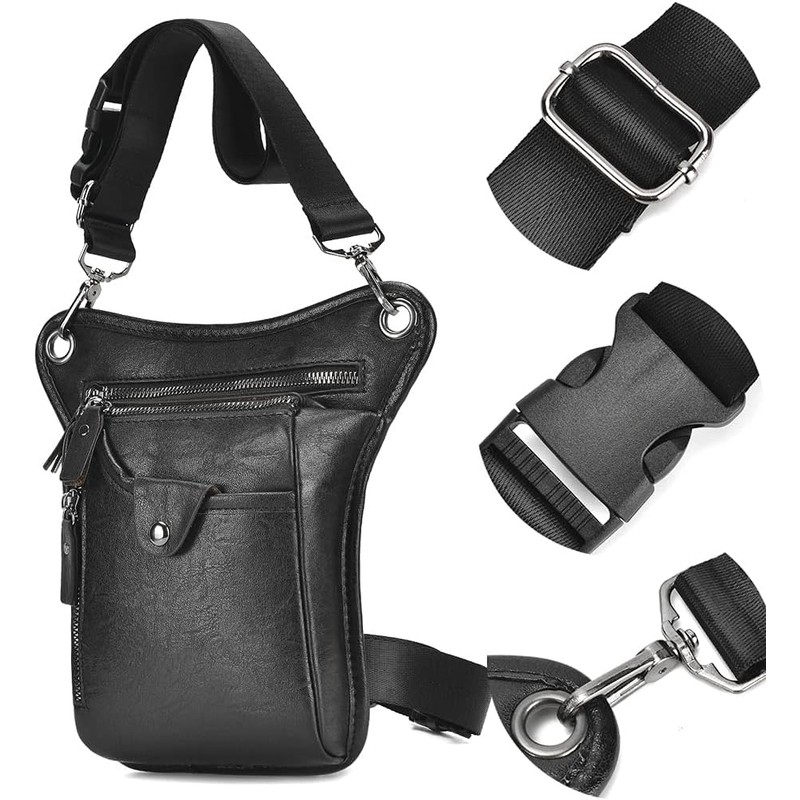 Vintage Leather Waist Pack Drop Leg Bag for Men Belt