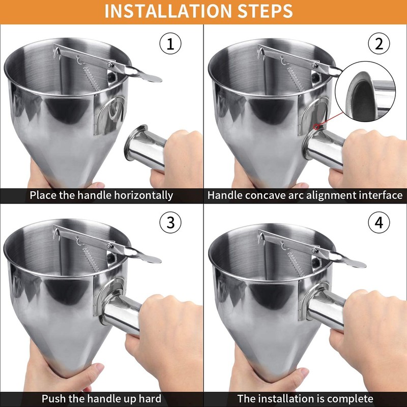 MyLifeUNIT Stainless Steel Pancake Batter Dispenser, Funnel Dispenser with Stand